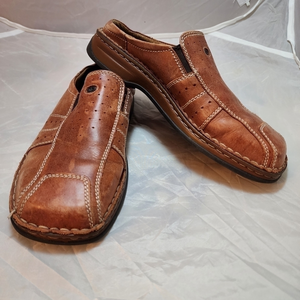 Josef Seibel European Comfort Shoe Brown Leather Mule Women's 5 /37 Casual EUC
